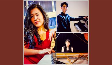 Promotional image for the Concerto Prize event, showing the three finalists who will be competing.