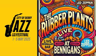 Promotional image for The Rubber Plants performance at Bennigans Bar during the City of Derry Jazz Festival 2025