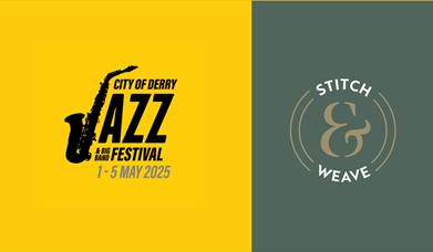 The Stitch and Weave and Jazz Festival logos. Details in description.
