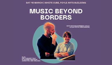 Promotional image for the 'Music Beyond Borders' event, showing the featured artists.
