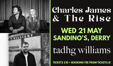 Gig poster - Charles James and the Rise, plus Tadhg Williams at Sandino's, Derry, 21 May 2025