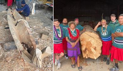 team of boat builders and navigators from the Micronesian islands who are here as part of Brook Hall Canoe Project