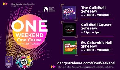 Promotional image for the three events over the weekend.