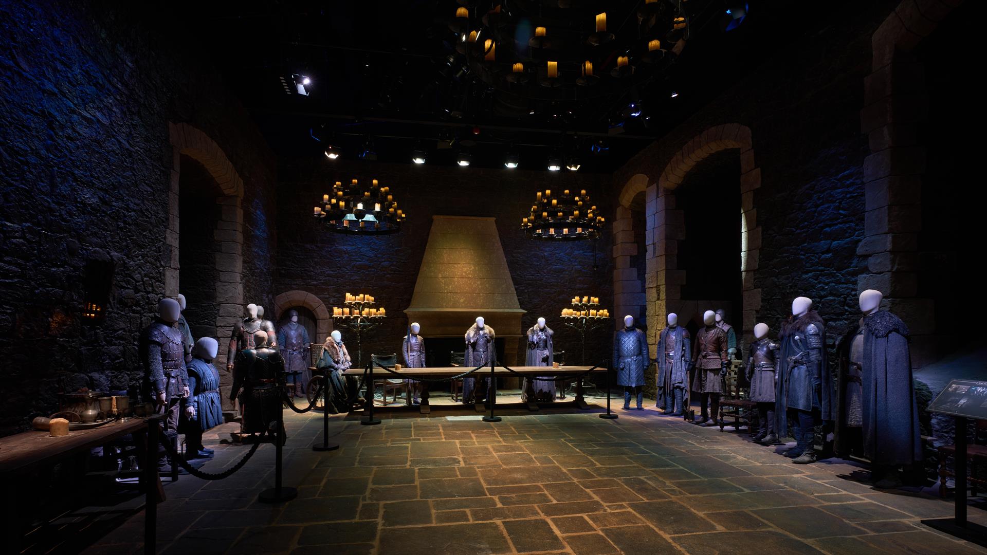 Winterfell Great Hall, one of the authentic sets visitors can step inside when they visit Game of Thrones Studio Tour.