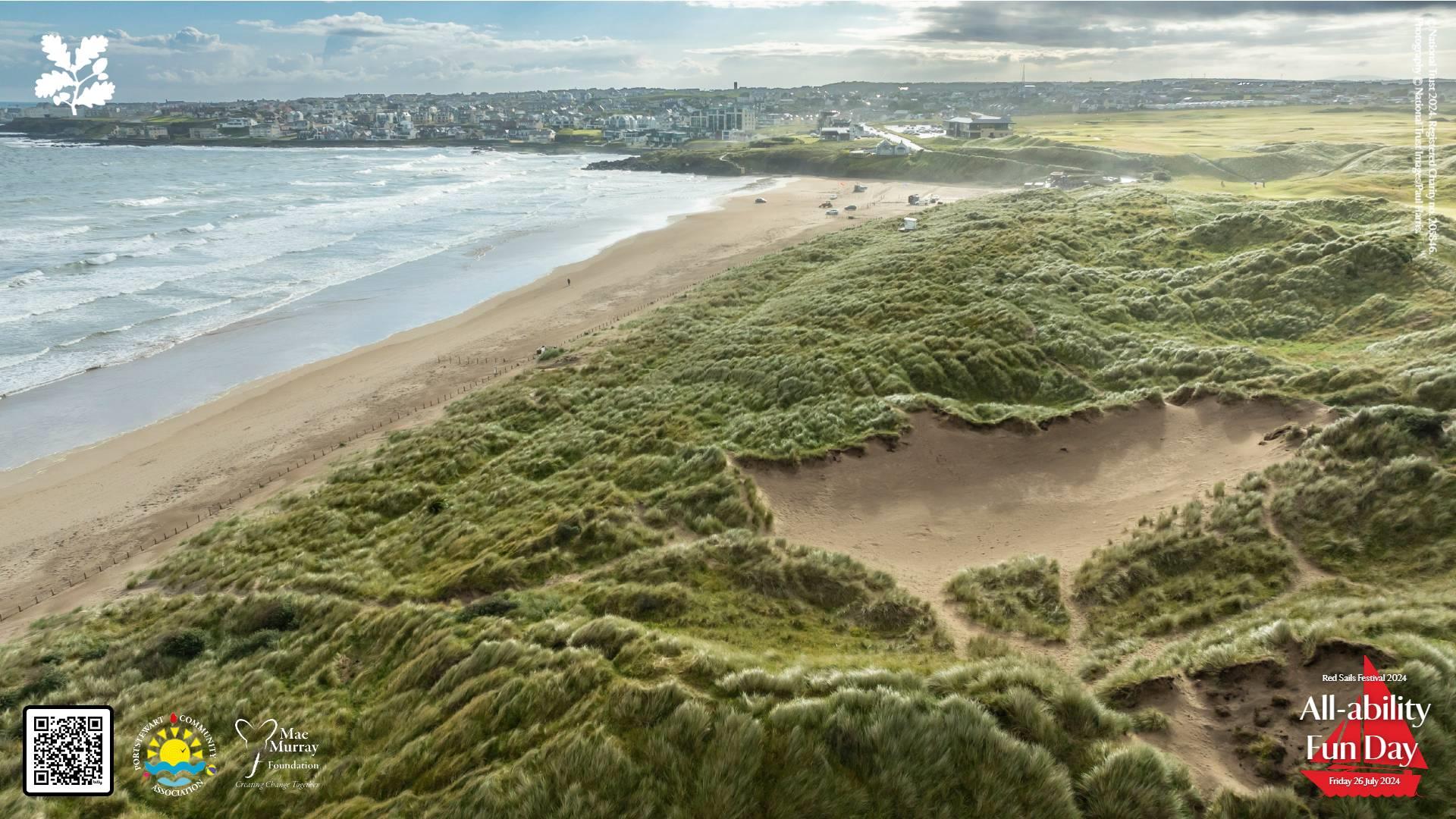 An aerial image of Portstewart Strand.