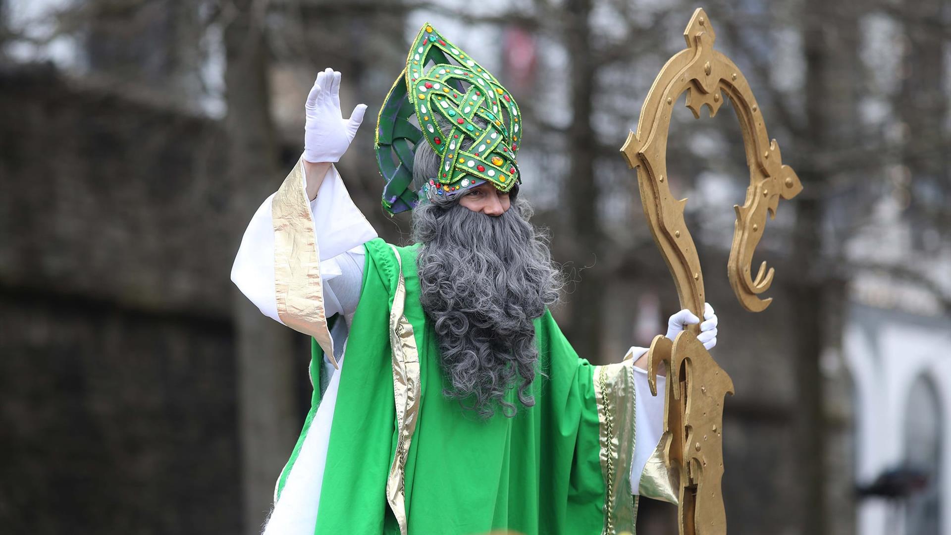 Stilt Patrick at St Patrick's Day Spring Carnival