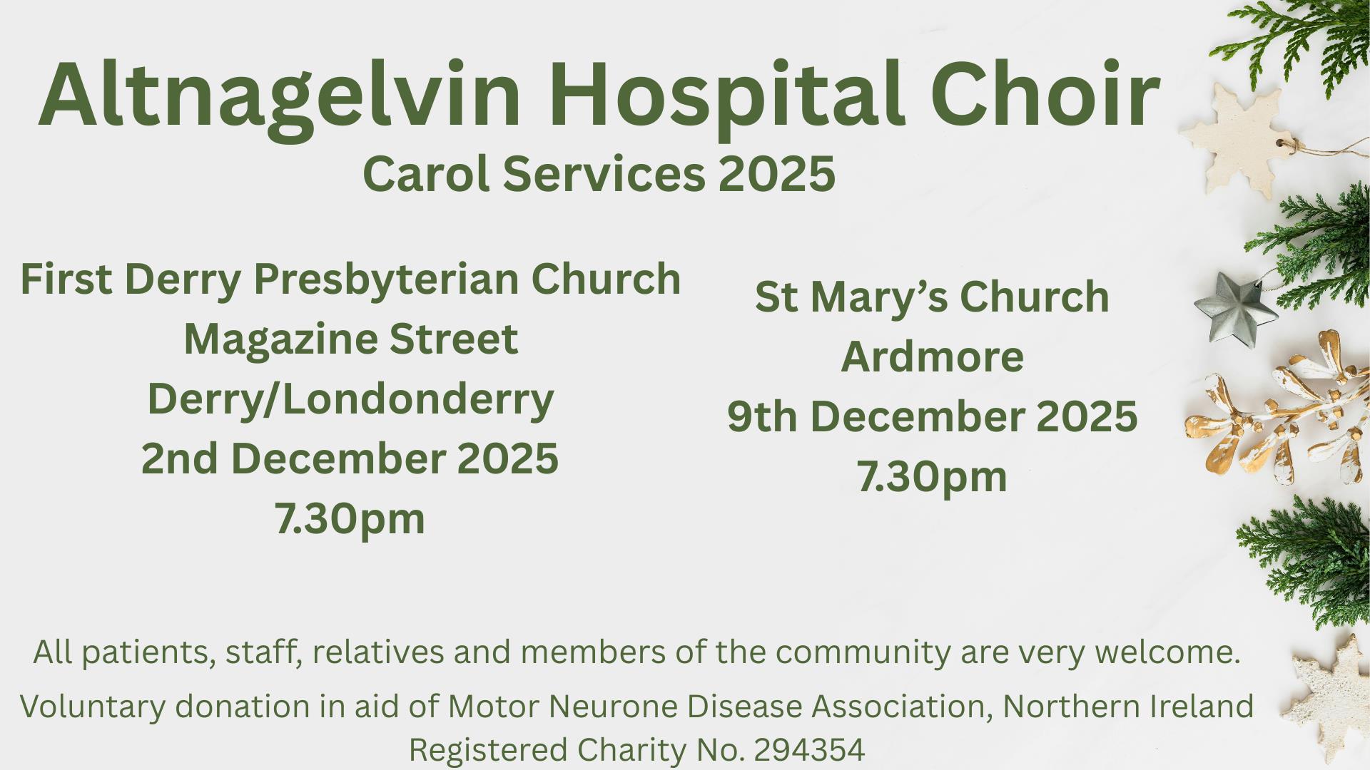 Altnagelvin Hospital Choir Carol Services 2025 details