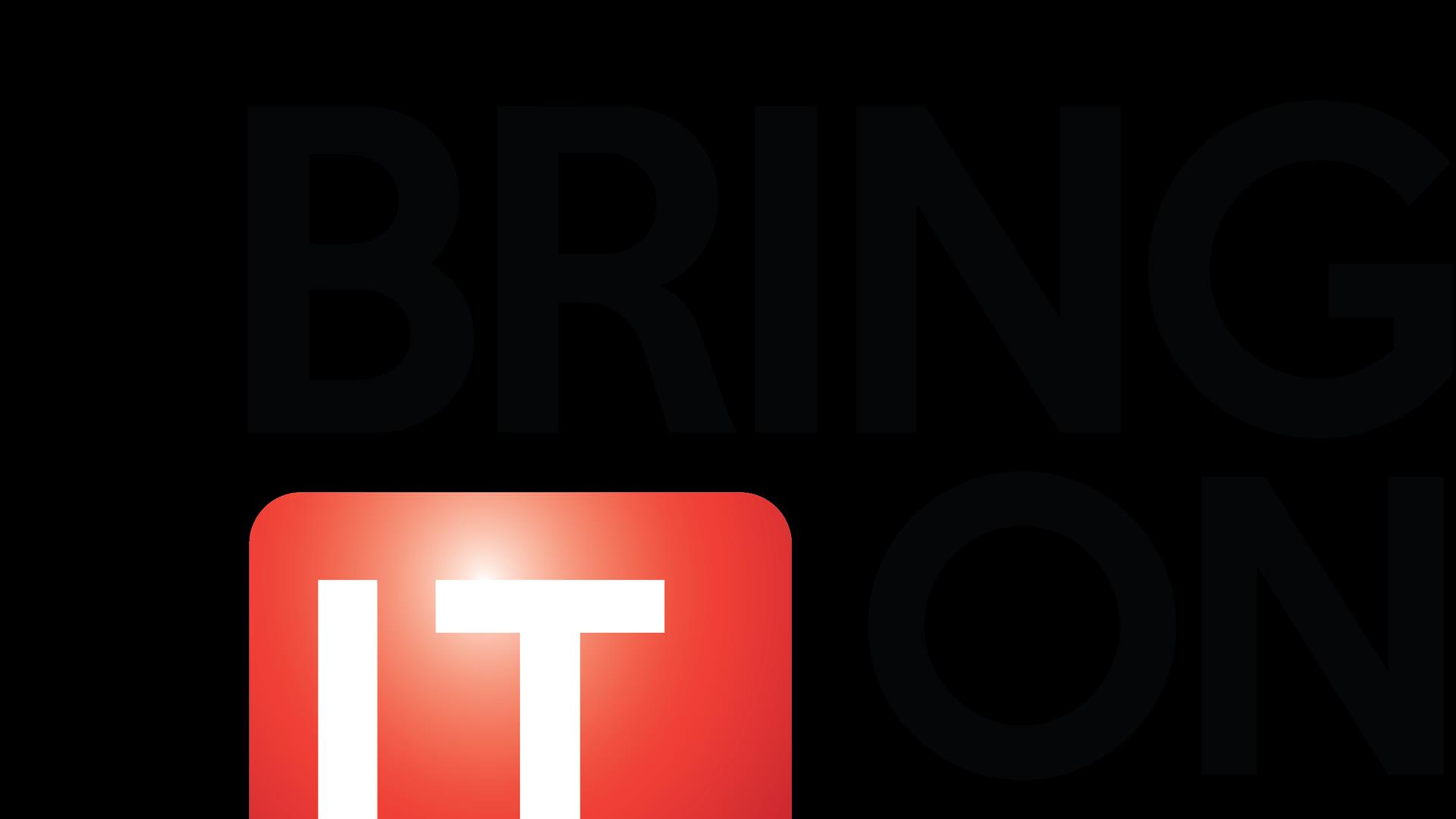 Bring IT On Text Based Logo in Black and Red Fonts