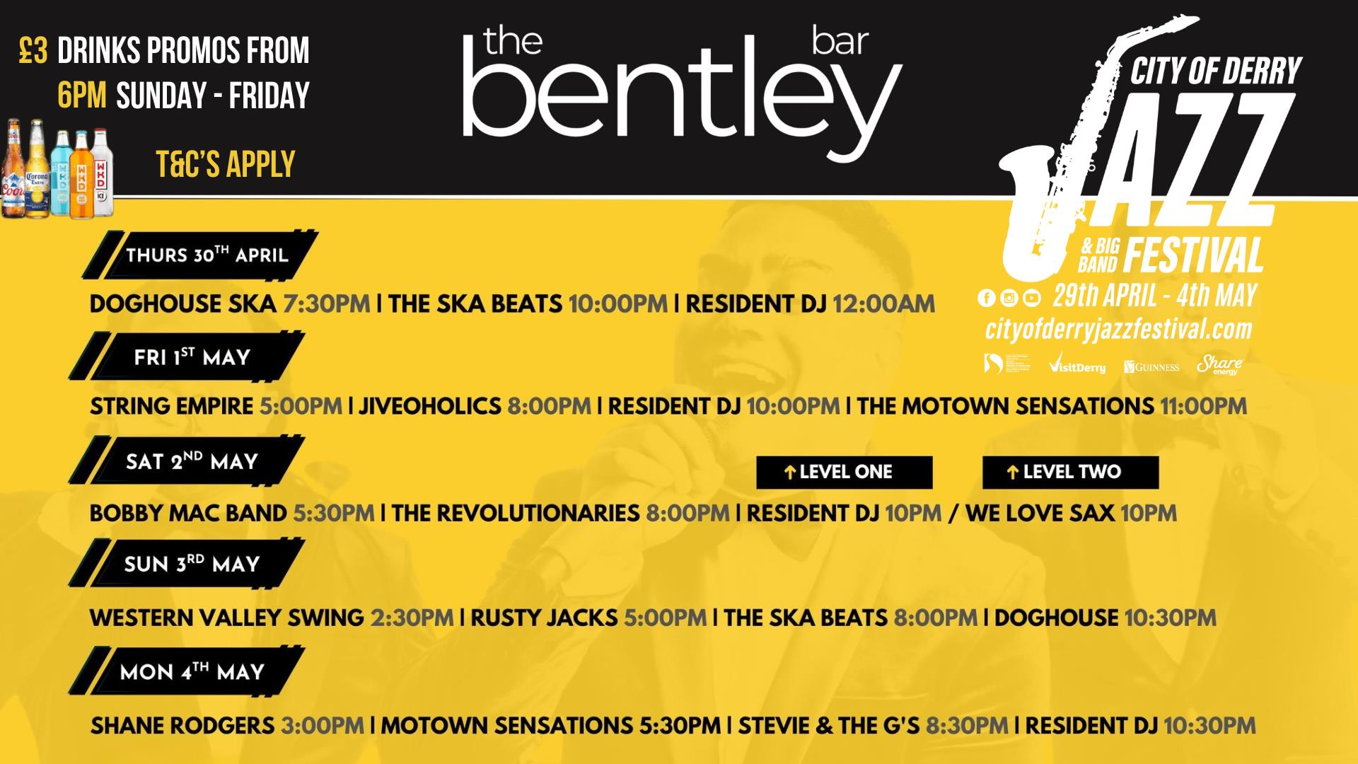 The Bentley Bar jazz lineup. Details in description.