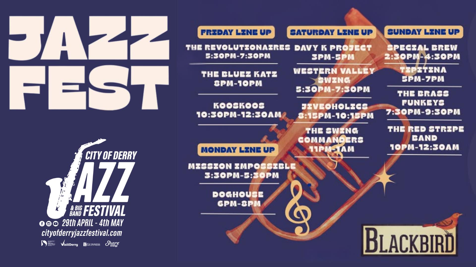 Jazz Festival line up in the Blackbird