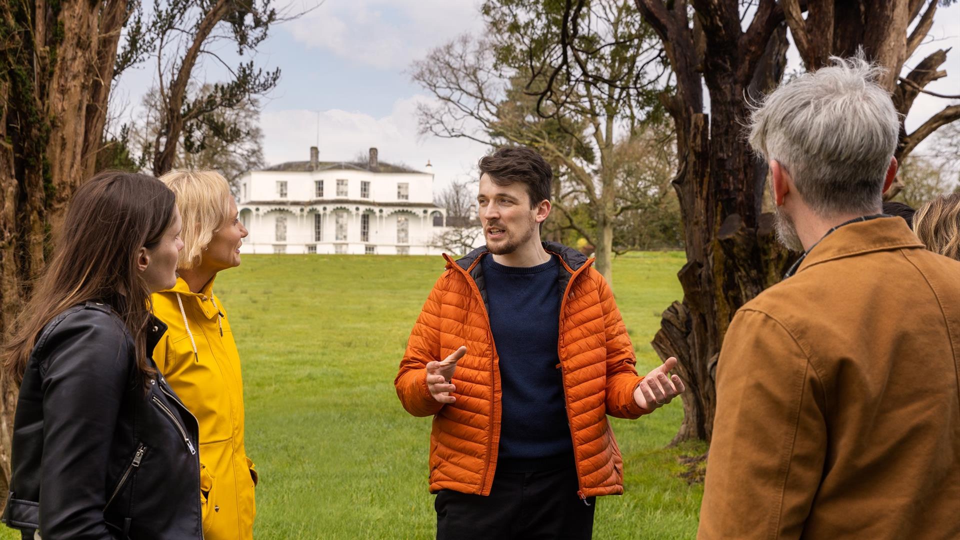 Guided tour in garden outside Brook Hall. Brook Hall Estate & Gardens, Derry~Londonderry.