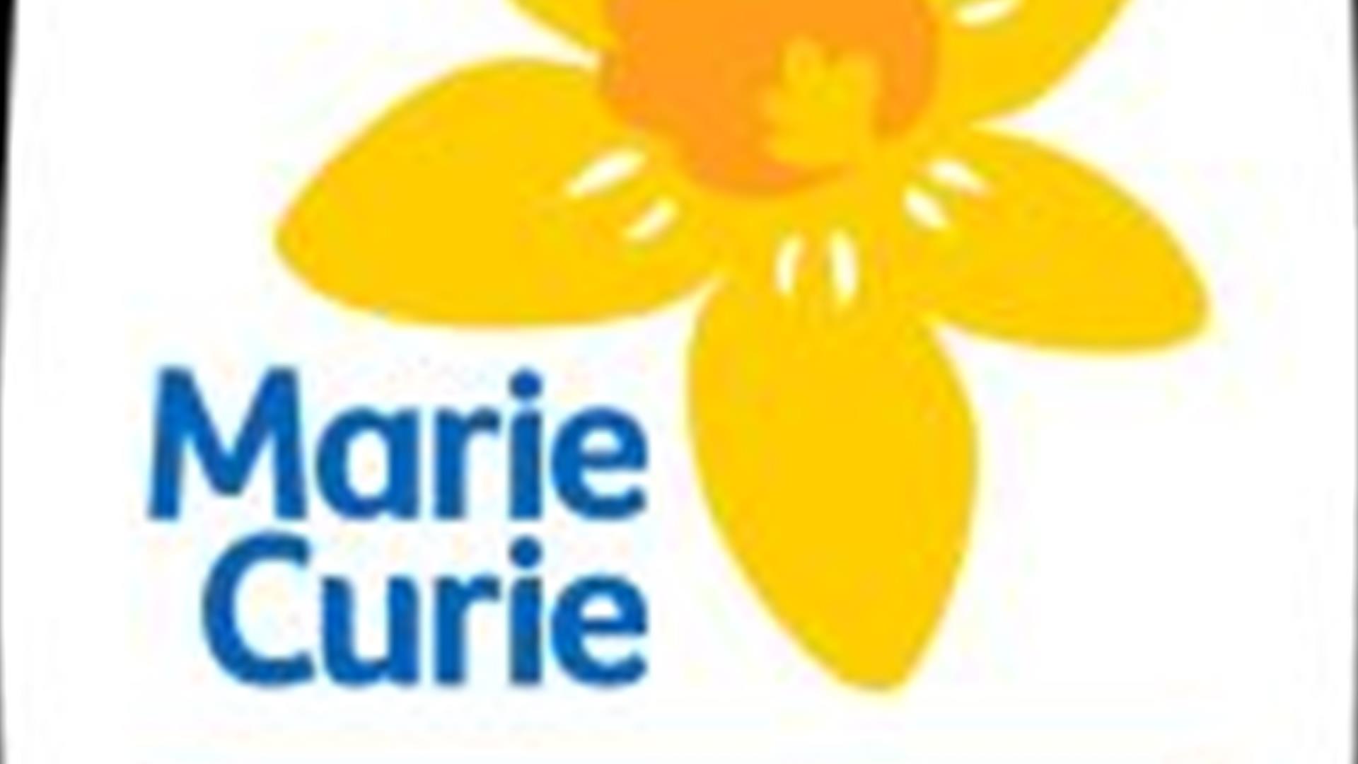 Image shows daffodil, logo of Marie Curie charity