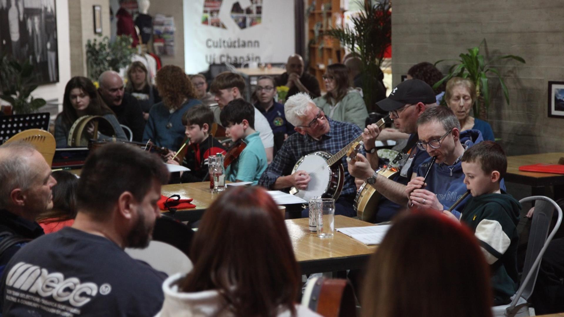 musicians playing at open session