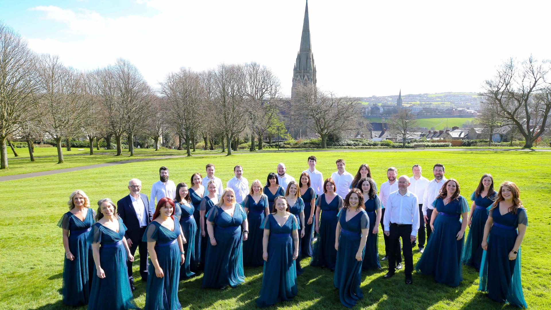 Codetta Choir with St Eugene's Cathedral in the background.