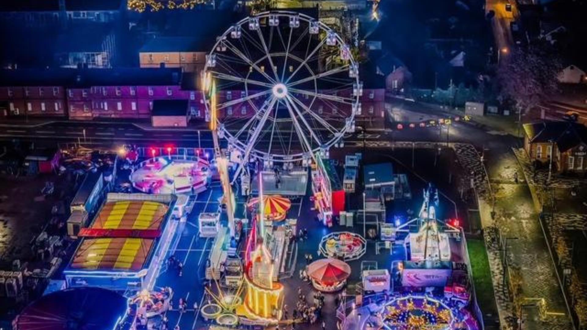 An aerial image of the funfair.