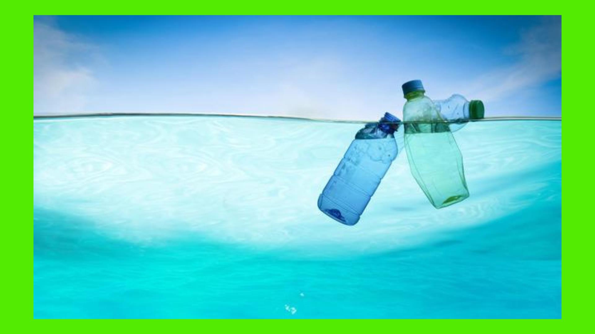 Image of plastic bottles floating in water