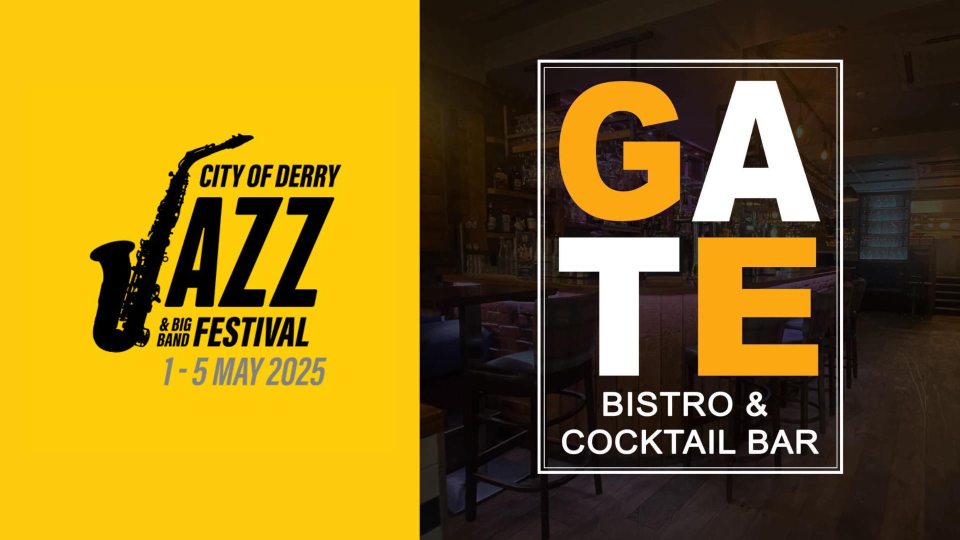 Jazz Festival and Gate Bistro logos. Details in description.