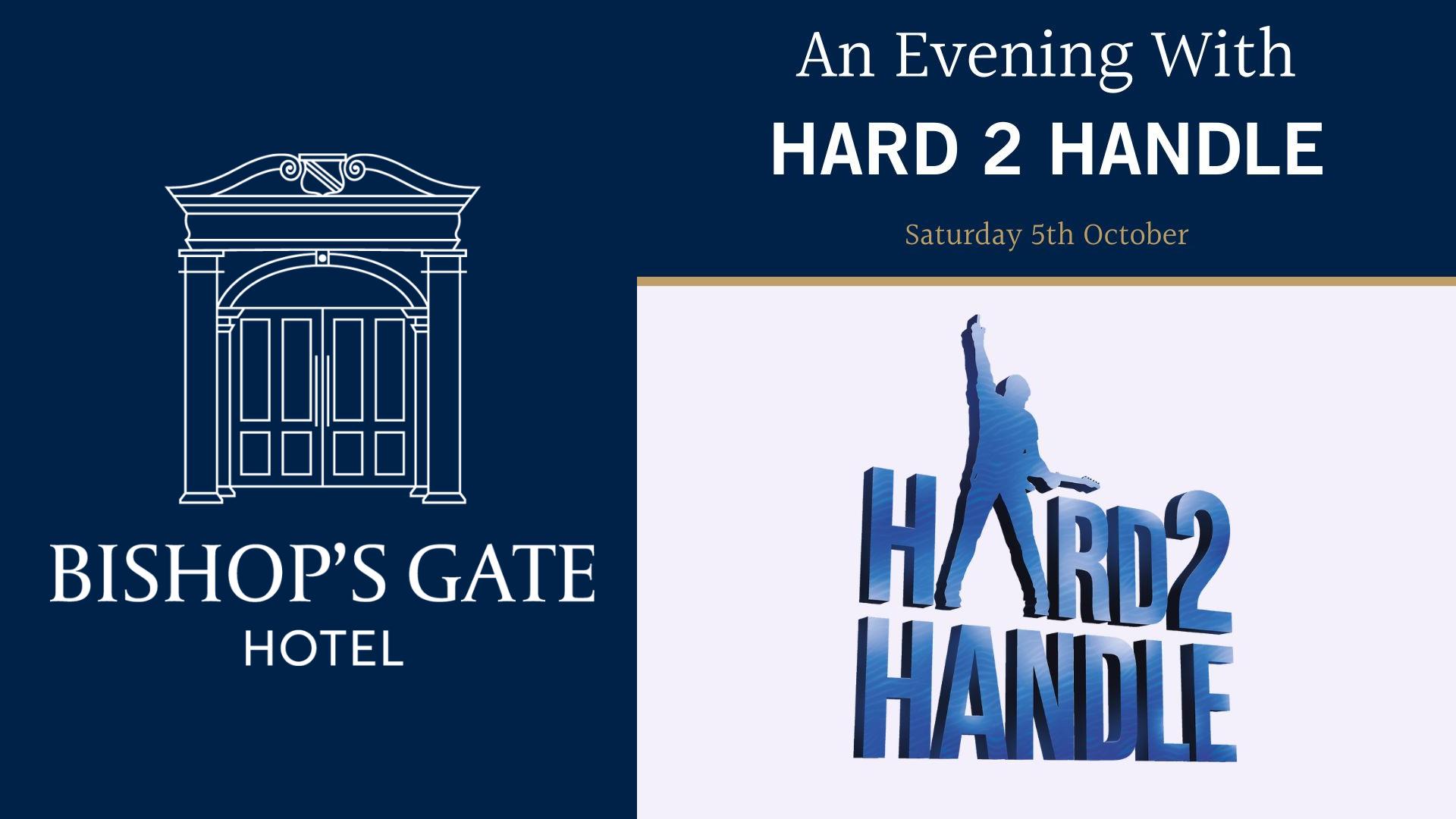 The Hard 2 Handle logo and the Bishop's Gate Hotel logo.