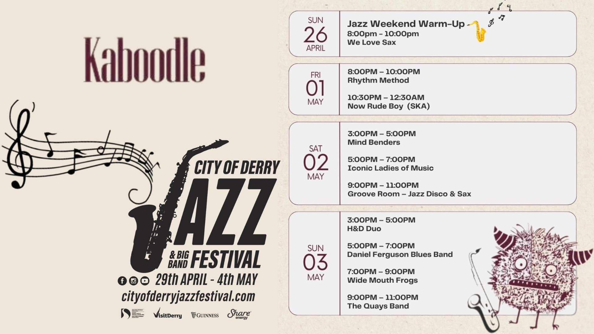 Live Music listings at Kaboodle during the Jazz Festival