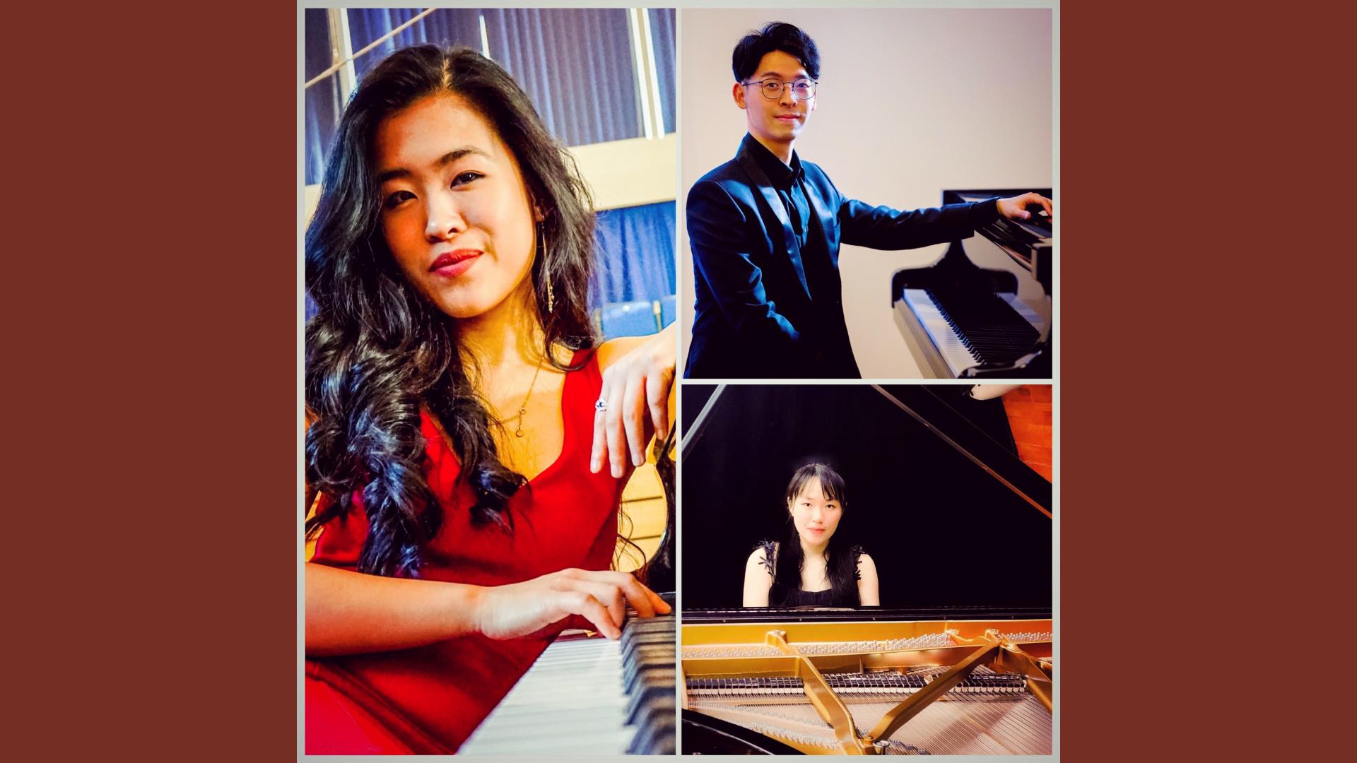 Promotional image for the Concerto Prize event, showing the three finalists who will be competing.