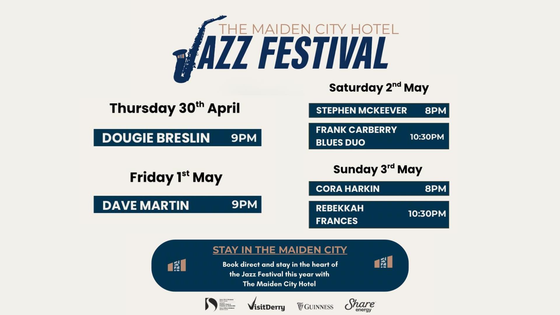 details on live music at the Maiden City Hotel during the City of Derry Jazz Festival