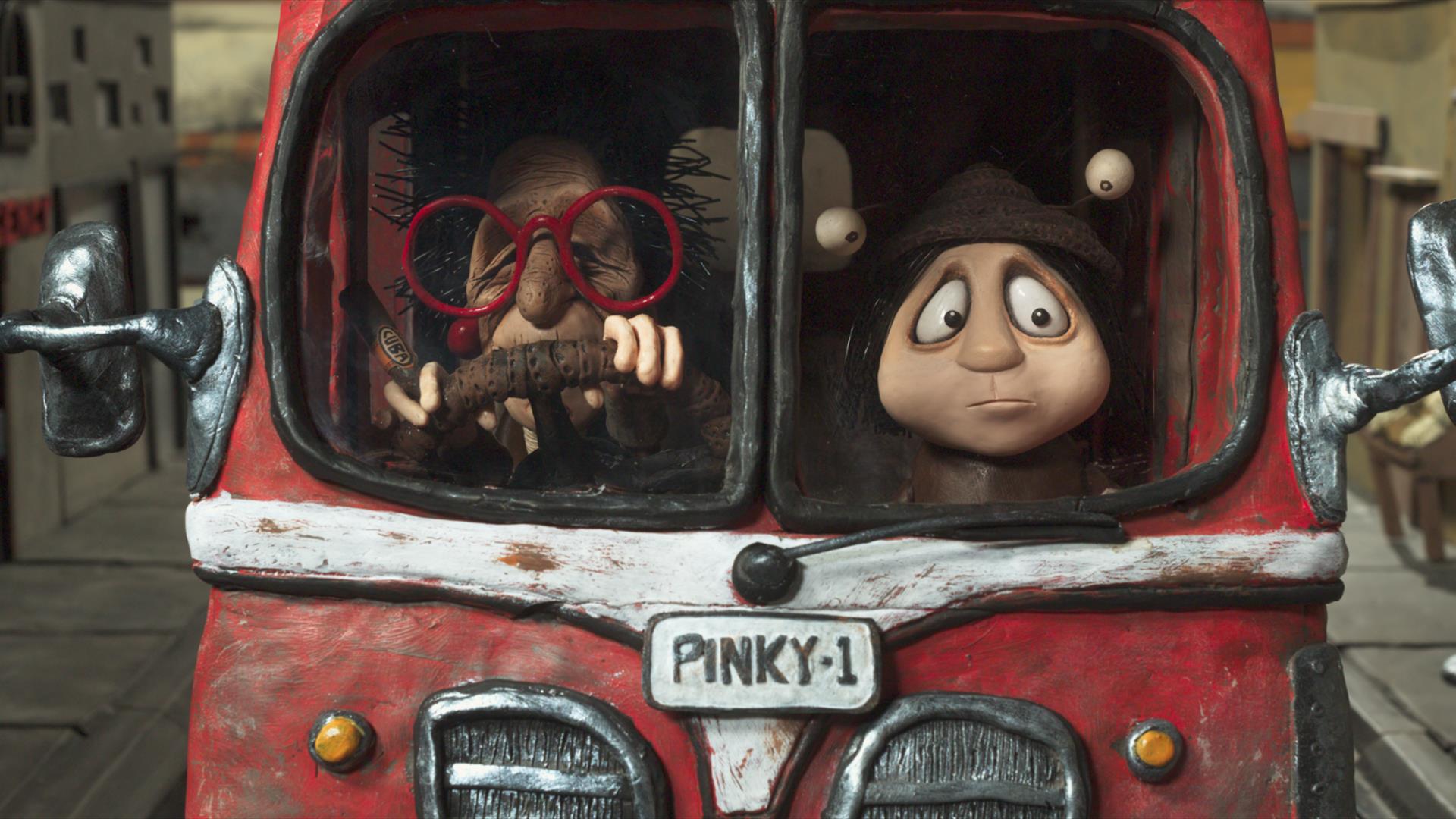 animated snail and human in a car