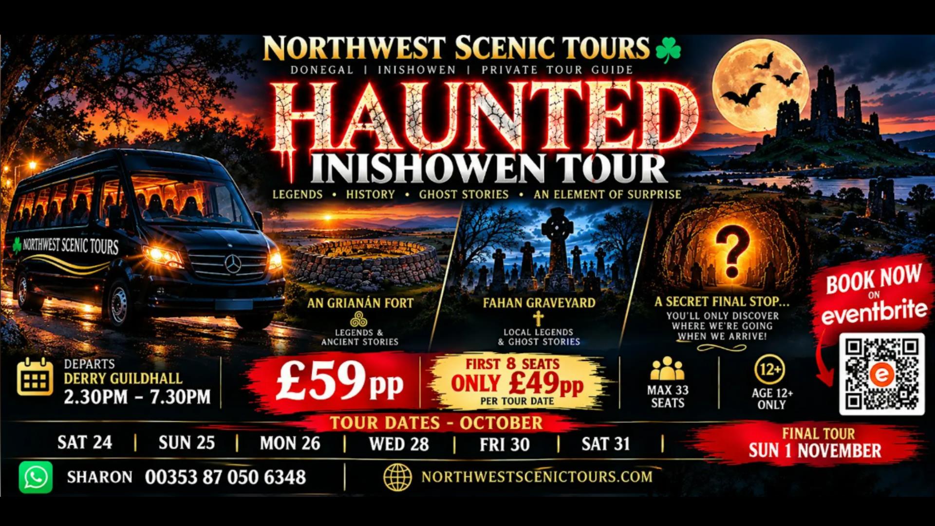 Poster promoting North West Scenic Tours Haunted Inishowen Tour