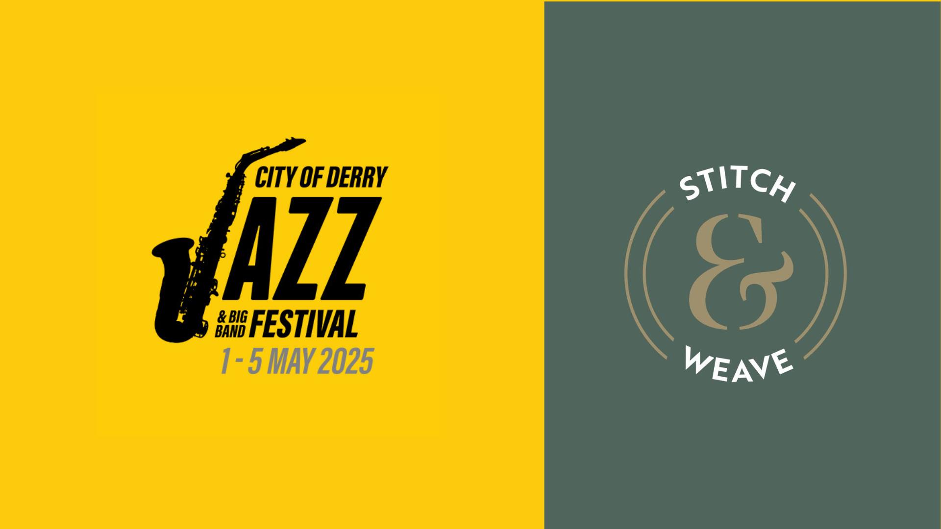 The Stitch and Weave and Jazz Festival logos. Details in description.