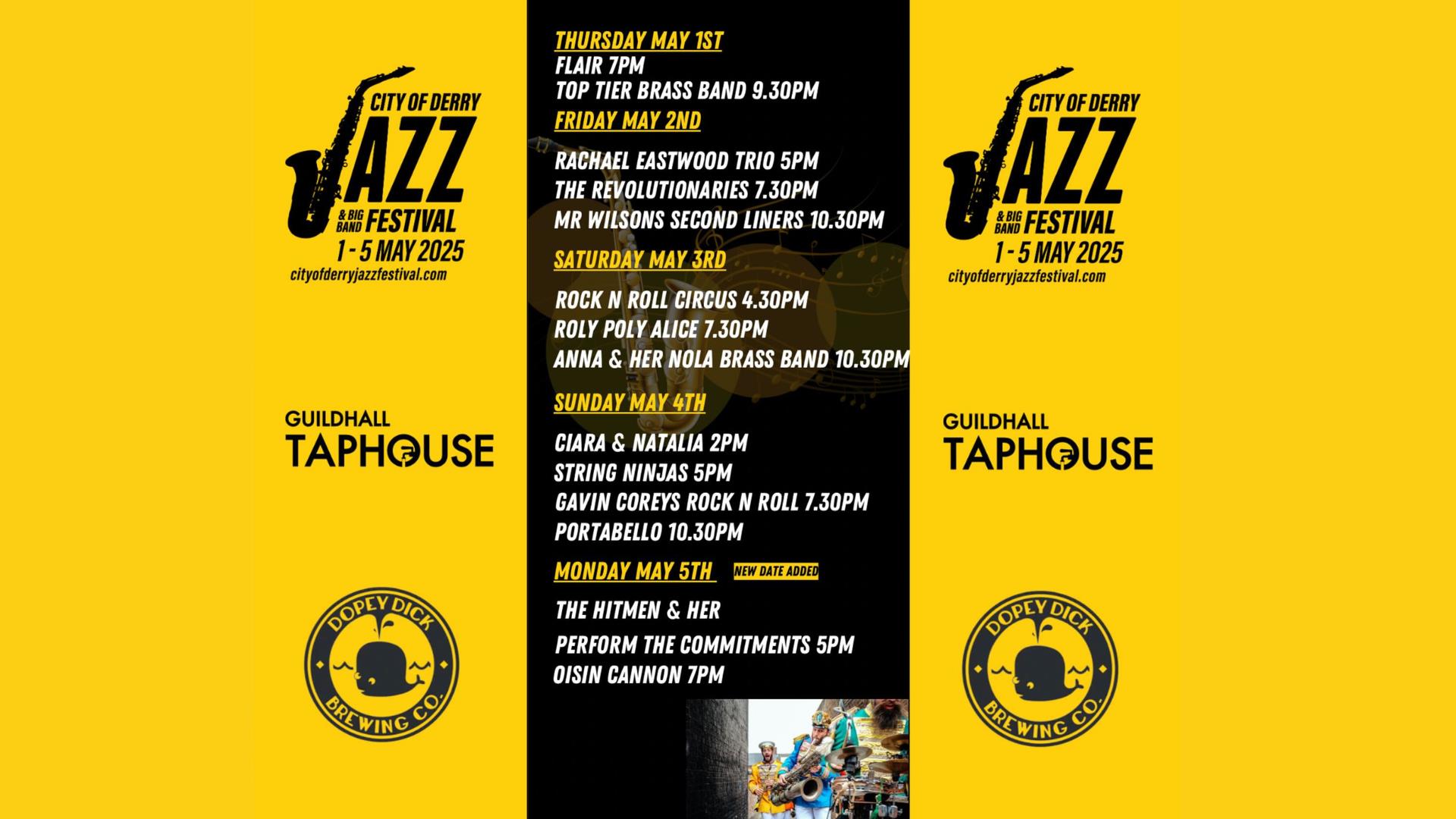 Guildhall Taphouse's jazz lineup, details in description.
