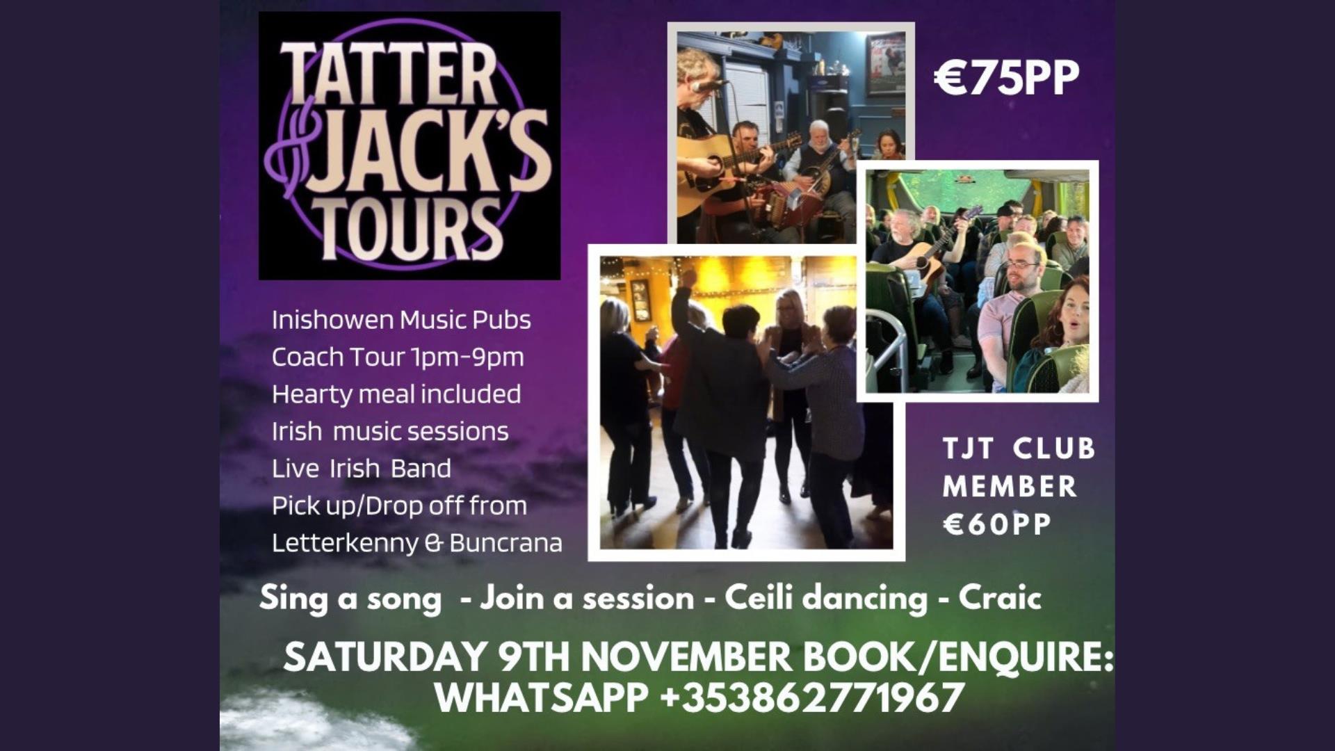 Promotional image for Tatter Jack's Tours event. Details inside.