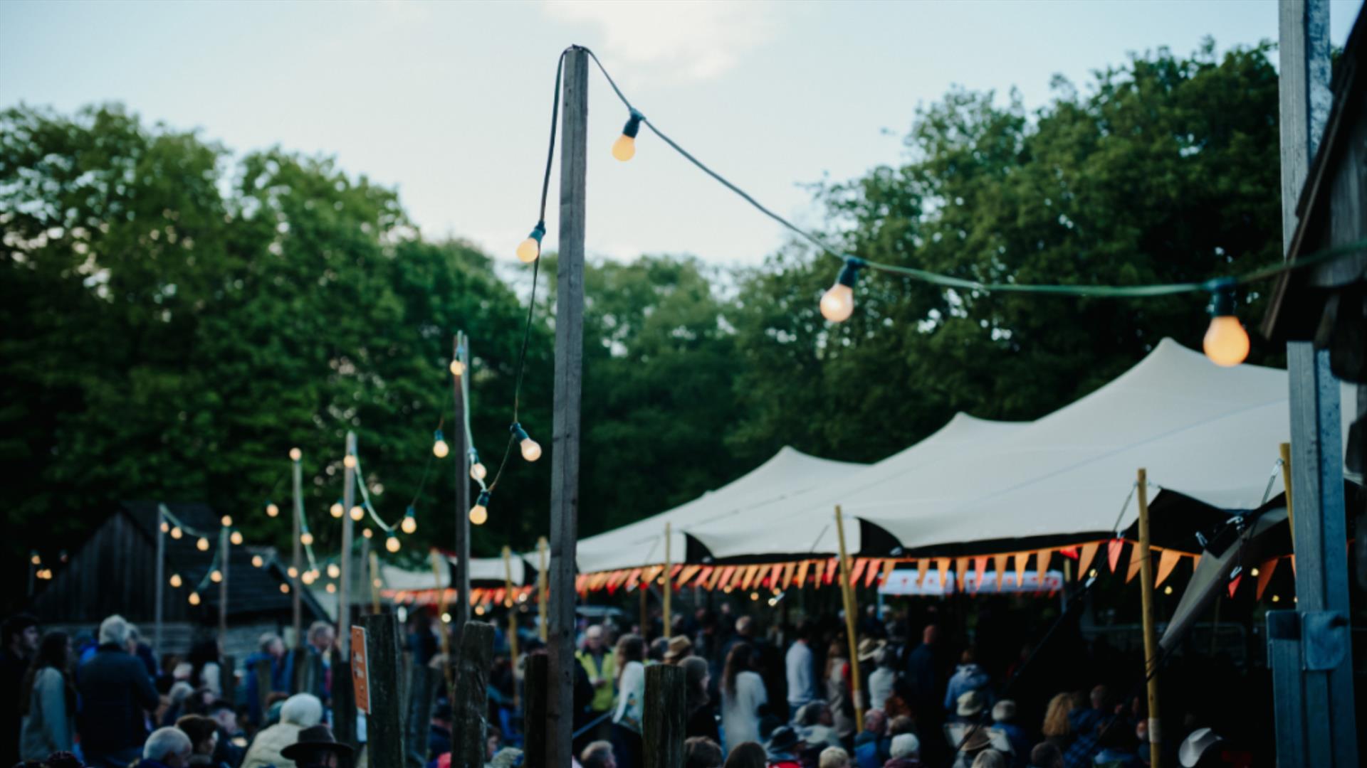 A picture of a stretch tent and lights