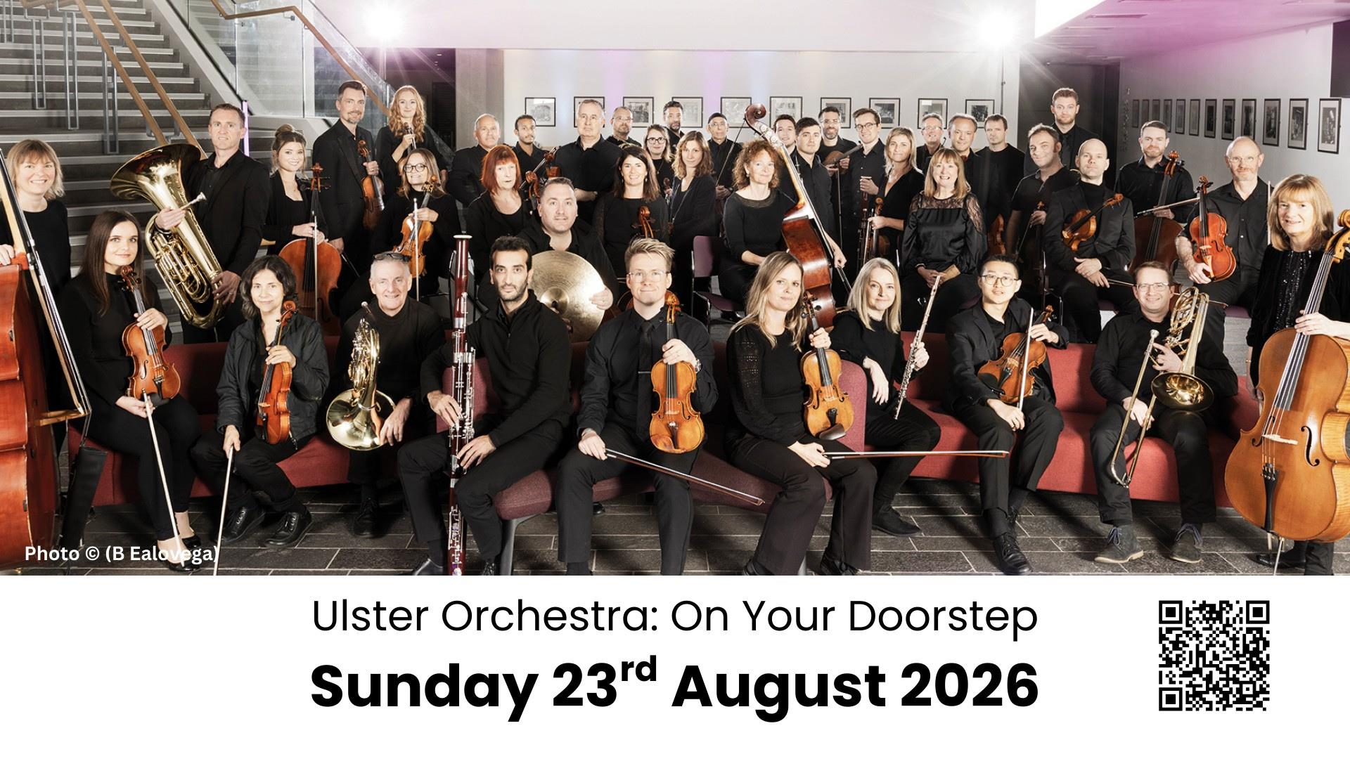 Photo of Ulster Orchestra promoting their upcoming concert at Hill of the O'Neill on 23rd August 2026