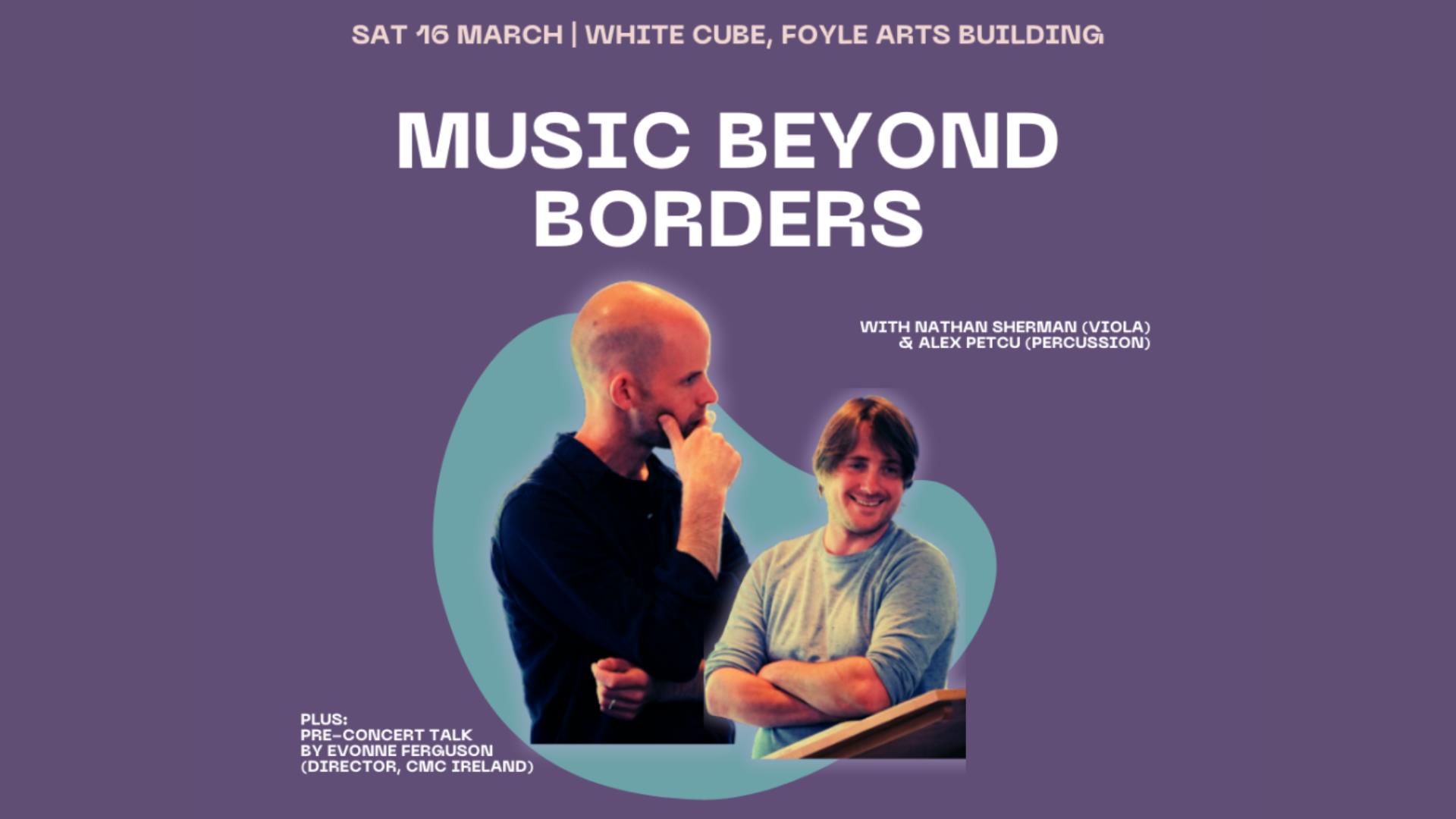 Promotional image for the 'Music Beyond Borders' event, showing the featured artists.