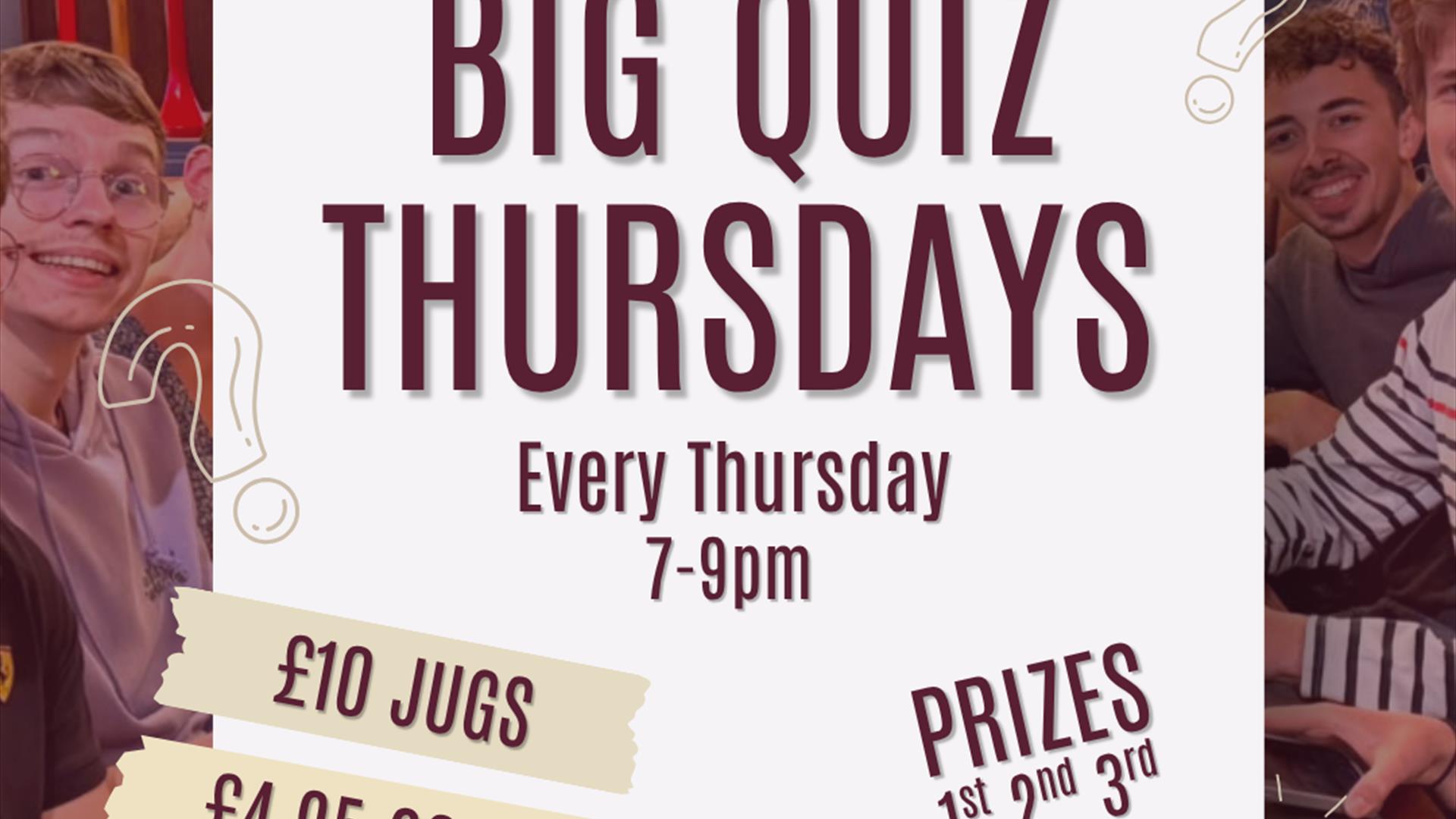 Kaboodle Big Quiz Thursdays. Join us ever Thursday from 7-9pm with prizes for 1st, 2nd and 3rd place with £4.95 cocktails and £10 jugs