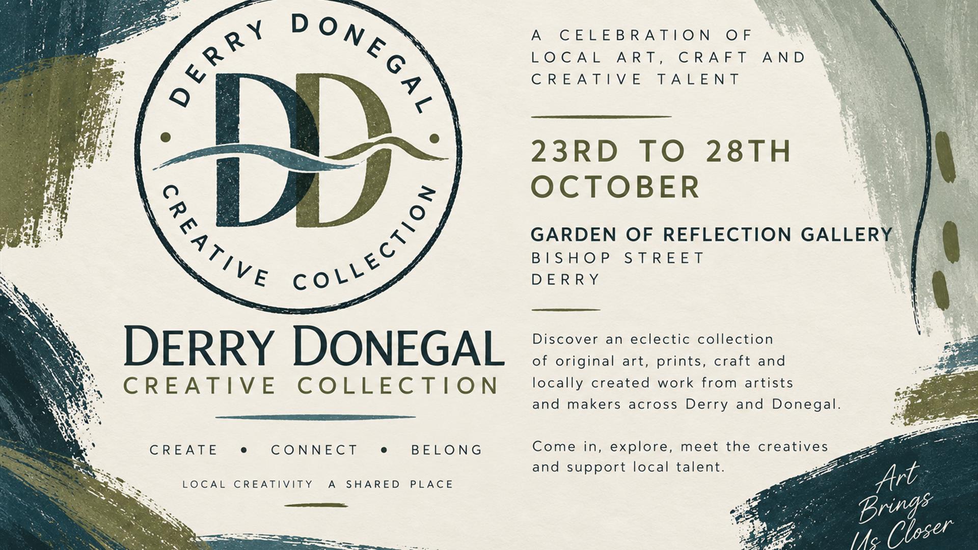 Promotional poster for Gallery of Reflection, an exhibition of paintings by Annie Coyle at 16 Bishop Street, Derry.