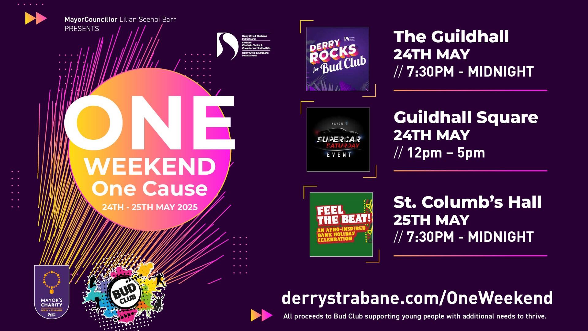 Promotional image for the three events over the weekend.