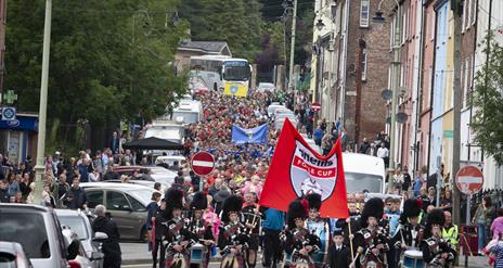 The Annual Foyle Cup Parade making its way to the city centre in 2023.