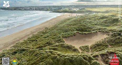 An aerial image of Portstewart Strand.