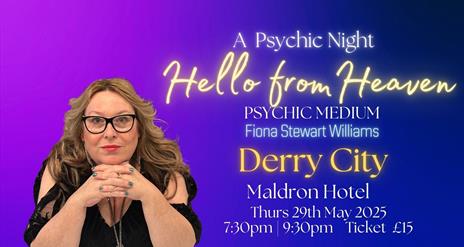 image of psychic Fiona with text of event details