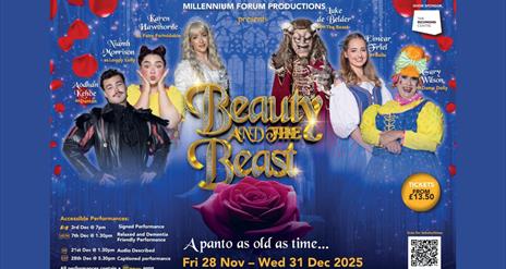 Poster for the 2025 Pantomime at Millennium Forum - Beauty and the Beast