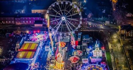 An aerial image of the funfair.