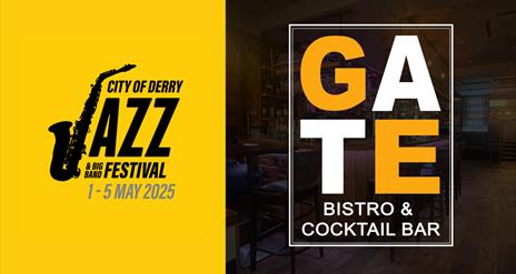 Jazz Festival and Gate Bistro logos. Details in description.
