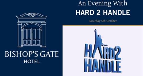 The Hard 2 Handle logo and the Bishop's Gate Hotel logo.
