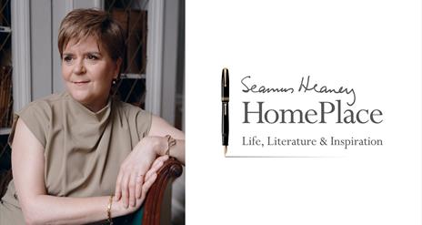 Nicola Sturgeon and the HomePlace logo,