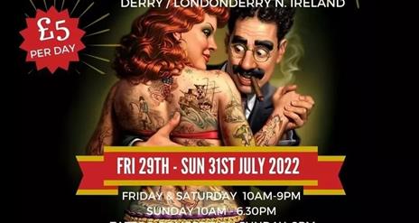 Poster for Maiden City Ink Tattoo Convention, 29th-31st July 2022 at Everglades Hotel, Prehen Road.