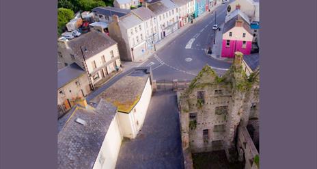 Aerial shot of Newtownstewart Conservation Area.