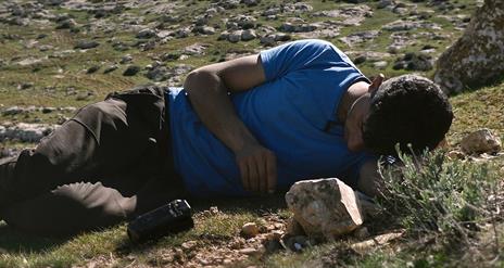 Man lying down in a field