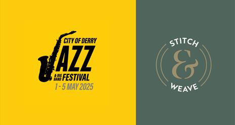 The Stitch and Weave and Jazz Festival logos. Details in description.