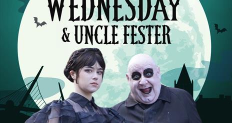 Wednesday & Uncle Fester Characters at Richmond Centre this Halloween