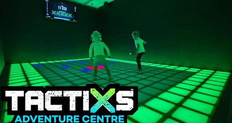 Kids playing the Pixel Floor at Tactixs Adventure Centre